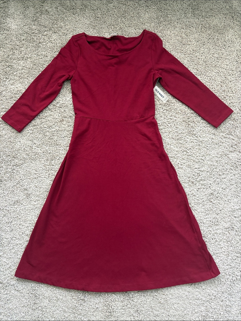 Old Navy Wine 3/4 sleeve A-Line Dress